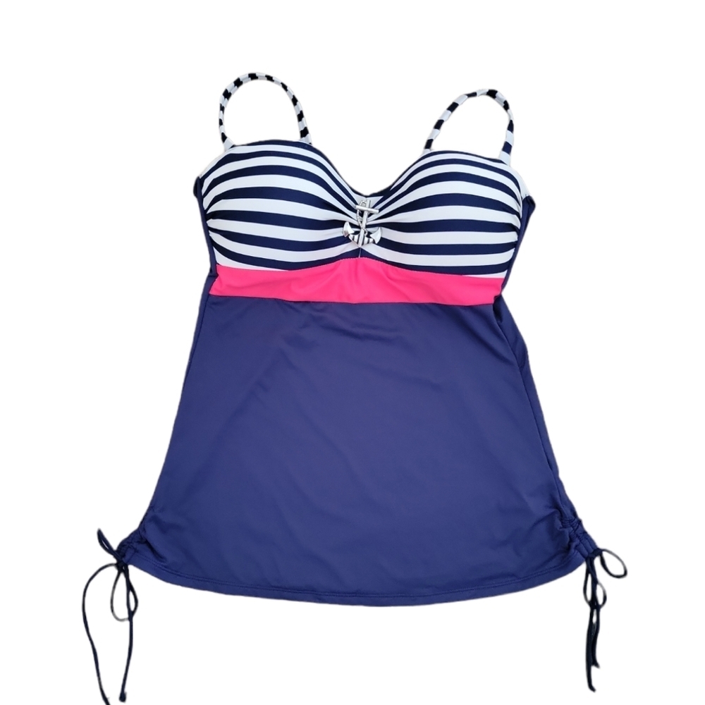 Cooclo Nautical striped Tankini Top size 50